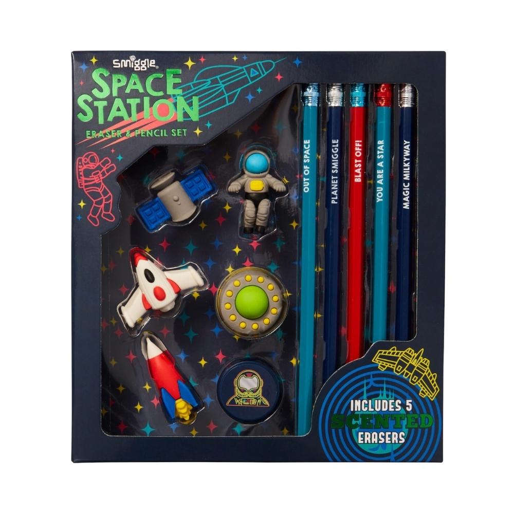 Smiggle Space Station Eraser & Pencil Set